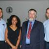 De izq. a der. : Joxelle Velazquez, Dra.Mayra Lebron, Mike Nolan (director del Observatorio de Arecibo) y Eddie Irizarry , comparten durante la Ceremonia de Apertura del Año Internacional de la Astronomia en Puerto Rico.