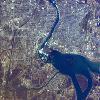 Cataratas del Niagara, vistas desde el espacio.  Foto captada el lunes 29 de marzo del 2010.